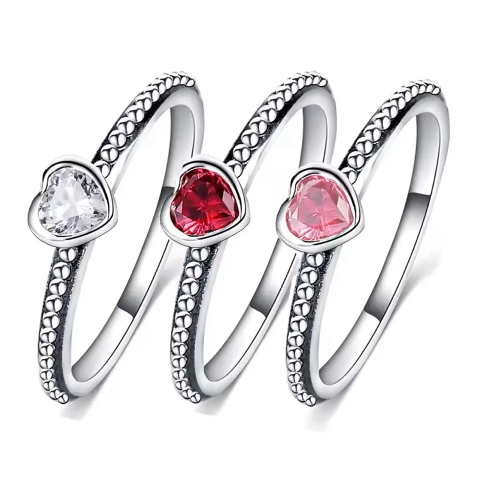 NEW Women's Milgrain 925 Sterling Silver Diamond Simulant Heart Ring, Size 9‎